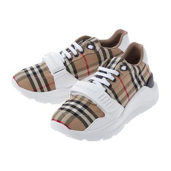 버버리 남성 아카이브 베이지 체크 스웨이드 레더 스니커즈 43509198
