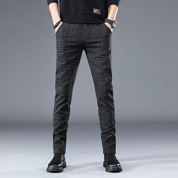 슬림핏 체크패턴 카고 팬츠 트레이닝 남성 캐주 (WFI0OLK)