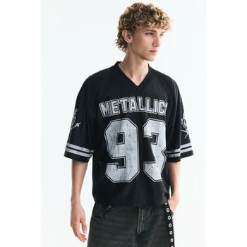 H&M 프린트 티셔츠 오버사이즈핏 블랙/메탈리카 1346043001
