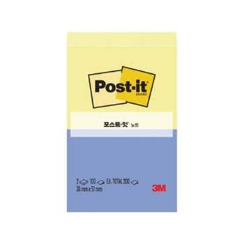 3M 778JLO44 포스트잇 일반 653-2 노랑/파랑/(51x38 100매/2패드) 박스(270개입)