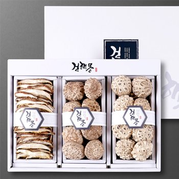 건해몽 장흥 버섯 눈꽃세트 8호(표고버섯 슬라이스 80g / 흑화고 90g / 백화고 110g)
