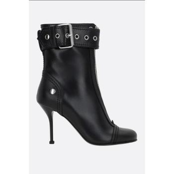 ALEXANDER MCQUEEN 지퍼 디테일 스무스 가죽 앵클 부츠 757505WIDR31081 TP871223