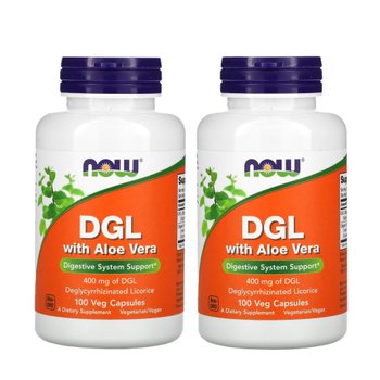 [해외] 나우푸드 DGL 알로에베라 함유 400mg 감초추출물 식물성 100베지캡슐, 2통 미국직구