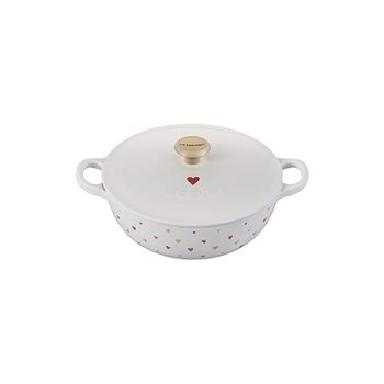 [해외] 르크루제(Le Creuset) 주물 에나멜 냄비 말미트 22cm 하트 화이트 가스 IH 오븐 호환【정품】