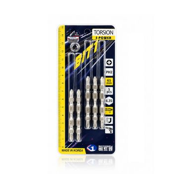 국산 비트원 슬림 S-POWER 2X65MM 토션 드라이버 비트 5EA 1세트
