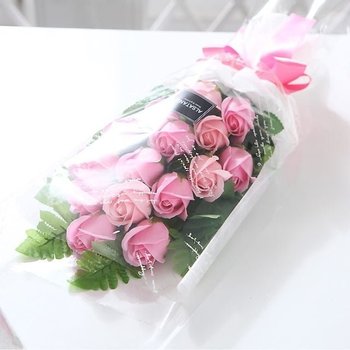 고품질 장미 15송이 꽃다발 핑크 로즈데이 성년의날 부부의날 발표회 (W2BFC25)