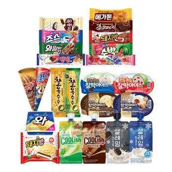 [32개] 신상 찰떡아이스 설레임 콘 +아이스크림바 32개 혼합세트