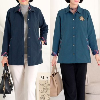 [엄마옷  나진체크배색카라자켓