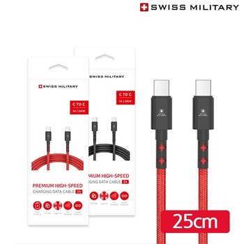 (주)맥스컴코리아 스위스 밀리터리 페브릭 고속/퀵 PD 3.0 고속충전 케이블 C to C타입 25cm