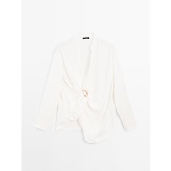 [해외] 마시모두띠 체스트 디테일 플루이드 포플린 셔츠 Gebrochen Weiss 5128/728