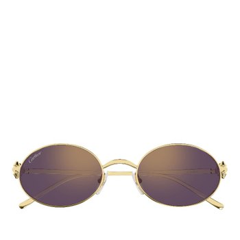 [해외] [해외배송] 까르띠에 데코레이티브 힌지 오벌 미러 선글라스 CT0644S 002 GOLD GOLD VIOLET 52