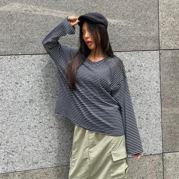 아트박스/옷자락 여자 양브이넥 세미박시 티셔츠