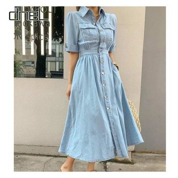 롤업플레어데님원피스DWO31092A