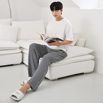 팰리스 바지 단품 체크 남성 커플잠옷 사계절 파자마바지