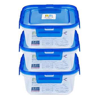 코멕스 비비락 정사각 밀폐용기 정3호 블루 1.2L X 3