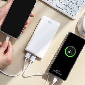 코끼리 듀얼 슬림팩 USB 보조배터리 10000mAh C타입 숏 케이블 포함