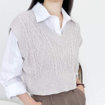 트렌드 BT19AI03 여성 니트 조끼 크롭 여자 니트 베스트 3색