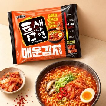 [팔도] 틈새라면 매운김치 32개입 (4개입번들 x 8개) / 봉지라면 (53257670)