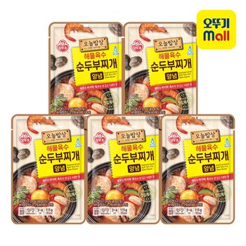[본사직영] 오뚜기 오늘밥상 해물육수 순두부찌개 양념 115g 5개