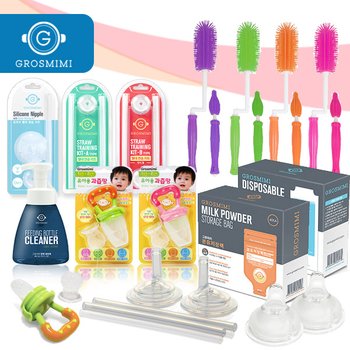 ㈜고그린라이프 NEW 그로미미 빨대리필 외 부속품 모음전 / 세척솔,젖병솔,젖꼭지,비닐팩