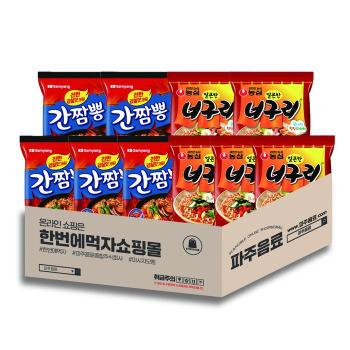 [한번에먹자쇼핑몰] 농심 얼큰한 너구리 5봉 + 삼양 볶음 간짬뽕 5봉 / 총 10봉  (S30532345)