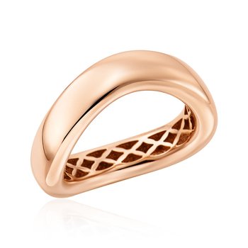 [비앤비골드] 18K 볼륨 커브 웨이브 올밴드 할로우링 반지 SRS42136