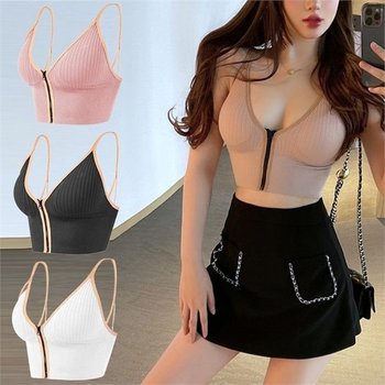 [오노마] ONM 여성 3색 밑단밴딩 앞지퍼 캡탈부착 보정 브라탑 (8825673)