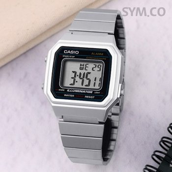 B650WD-1A 복고풍 사각 빈티지 디지털 남녀공용 메탈 시계 d3