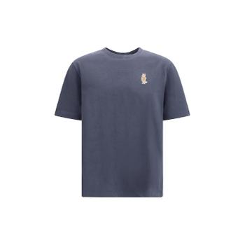[해외] 메종 키츠네 QM00101KJ7025 SHADOW BLUE T shirt in organic cotton with Dressed Fox appl