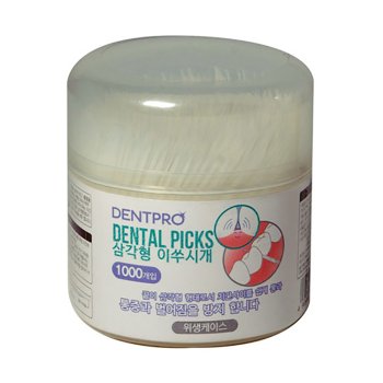 덴트프로 삼각형 이쑤시개1000p 케이스 치간칫솔 대용량 1421