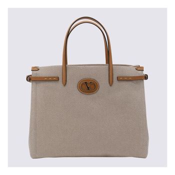발렌티노 가라바니 우먼 Garavani 내츄럴 코튼 And 레더 Antibes 토트 6W2B0R19EZT_R2H 1011585