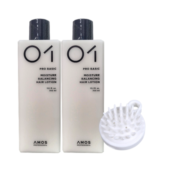 아모스 모이스처밸런싱 헤어로션 300ml 2개+샴푸브러쉬