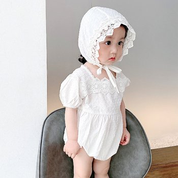 퓨어화이트 여아 레이스 바디슈트 보넷세트 304376_P392778572