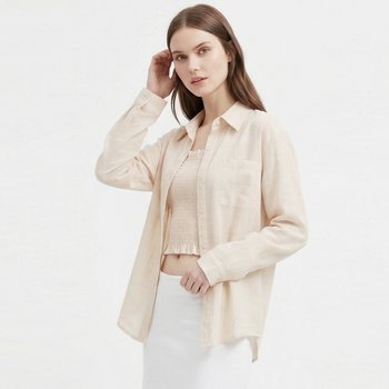 [샵앤] 여성 여름 끈나시 스모킹 탑 반시스루 블라우스 세트 SHA-WSET-21161-베이지