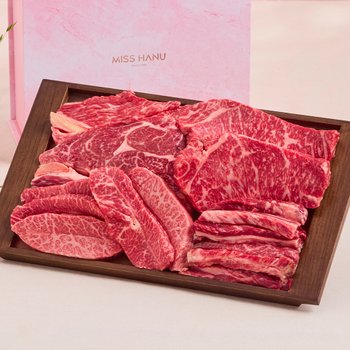 [8월5일부터 순차출고]1++(9)등급 한우 구이모듬 선물세트 1kg 시그니처2호 (등심 300g, 채끝 300g, 갈비살200g,부채살200g)