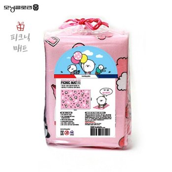 모닝글로리 폭신한 피크닉매트 봉주르비숑  핑크  돗자리 캐릭터 아동매트 유아매트 미니매트