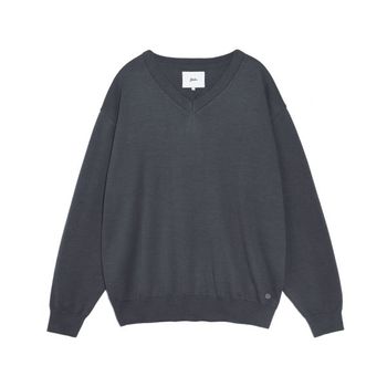 YALE [SUPIMA COTTON] 에센셜 브이넥 니트 차콜 YD09KT0015CH 2077388