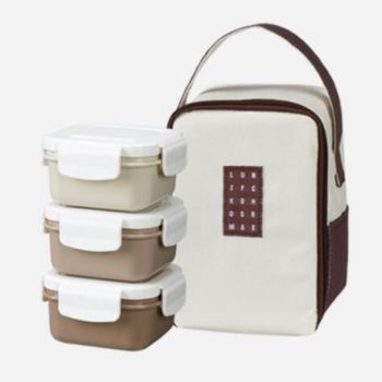 미니 3단 피크닉 찬합 세트 정사각 도시락 런치백 스텐도시락통 직장인도시락통 일본도시락통