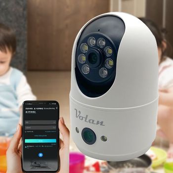 Volan 홈캠 펫캠 T4DR 실내 CCTV 보안 감시카메라 무선 WiFi 360도회전 고화질 양방향음성