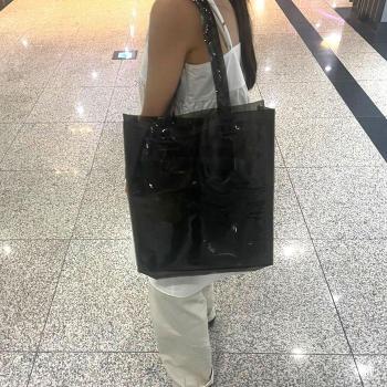 [라일리] Rly 가성비 여름 패브릭백 쇼핑백 반투명 가방 블랙 (38806301)