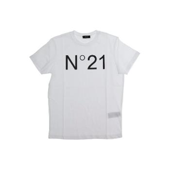 N°21 KIDS 화이트 크루넥 코튼 티셔츠 N21173N0153N21T96U0N100