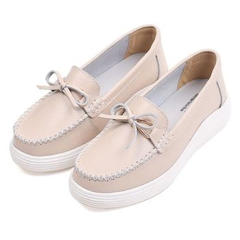 여성 리본 페니로퍼 신발 Hot 단화 구두 가죽 슈즈