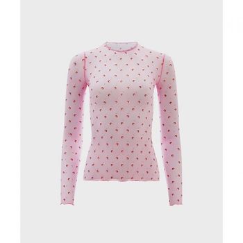 MARINE SERRE 여성 플림티 문 크루넥 롱슬리브 탑 핑크 PLUMETIS MOON CREWNECK LS TOP PK30 PIN