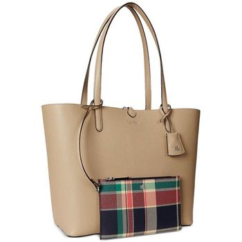 [해외] 로렌 랄프로렌 우먼 Faux-Leather 리버서블 토트백 - 샌드 Dune 선셋 플레이드 18557328 709850