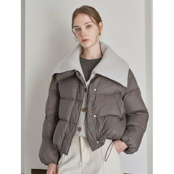 니트 와이드 카라 밑단 스트링 패딩 점퍼  EB4JJ033D _P412279625