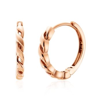 [비앤비골드] 18K 라운딩 웨이브 꼬임 원터치 링귀걸이 한쌍 SNE42126