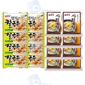 MZ농심 멸치칼국수 사리곰탕면 봉지면 2종세트 16봉