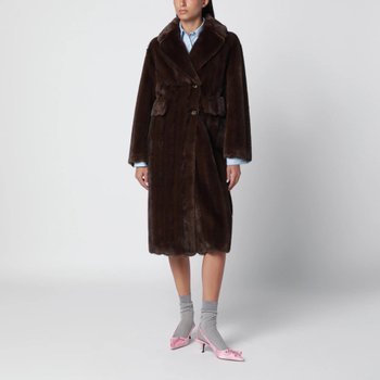 [해외] [해외배송] 26 F/W 스워드 6644 다크 브라운 페이크 퍼 코트 9108EKO-WM4 B0052306972