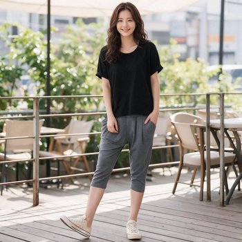 여성 7부바지 여름 바지 반바지 데일리룩 홈웨어 캠핑룩 나들이룩 220346 여성7부바지