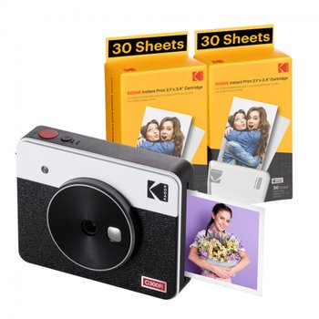 [해외] KODAK Mini Shot 3 Retro 4PASS 2-in-1 & (7.6cmx7.6cm) 인스턴트 카메라 포토 프린터 +68매